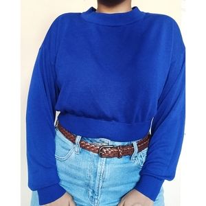 Cute cropped royal blue sweater!